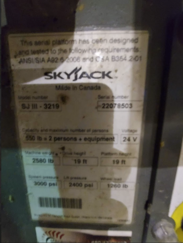 Skyjack SJIII 3219 Plateforme élévatrice 19' électrique